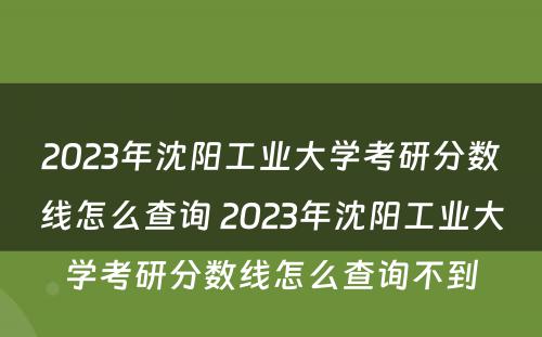 2023年沈阳工业大学考研分数线怎么查询 2023年沈阳工业大学考研分数线怎么查询不到
