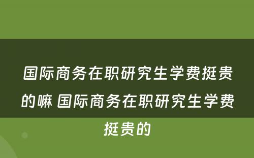 国际商务在职研究生学费挺贵的嘛 国际商务在职研究生学费挺贵的