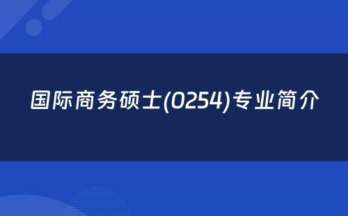 国际商务硕士(0254)专业简介