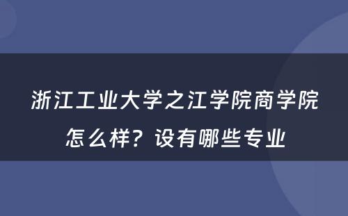 浙江工业大学之江学院商学院怎么样？设有哪些专业