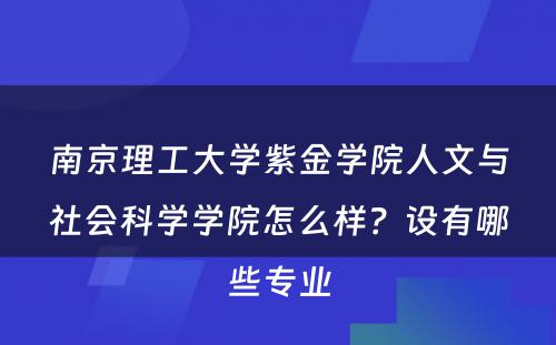 南京理工大学紫金学院人文与社会科学学院怎么样？设有哪些专业