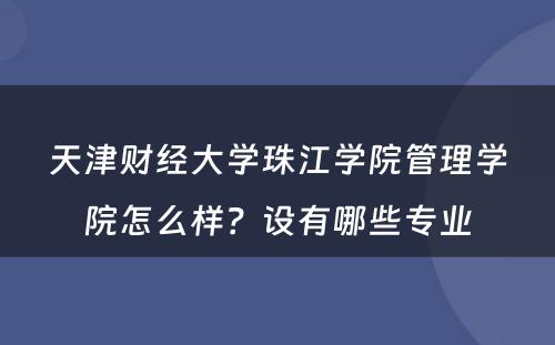 天津财经大学珠江学院管理学院怎么样？设有哪些专业