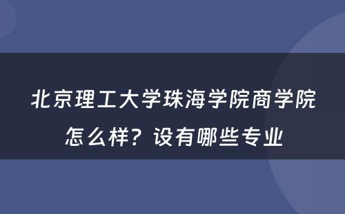 北京理工大学珠海学院商学院怎么样？设有哪些专业