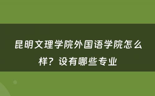 昆明文理学院外国语学院怎么样？设有哪些专业