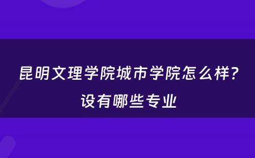 昆明文理学院城市学院怎么样？设有哪些专业