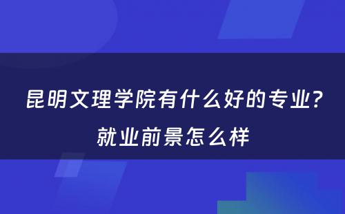 昆明文理学院有什么好的专业？就业前景怎么样