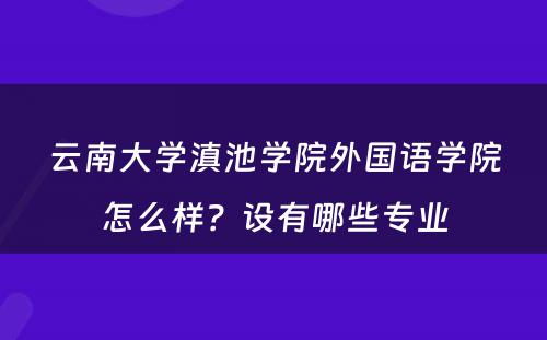 云南大学滇池学院外国语学院怎么样？设有哪些专业