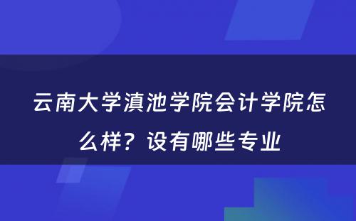 云南大学滇池学院会计学院怎么样？设有哪些专业