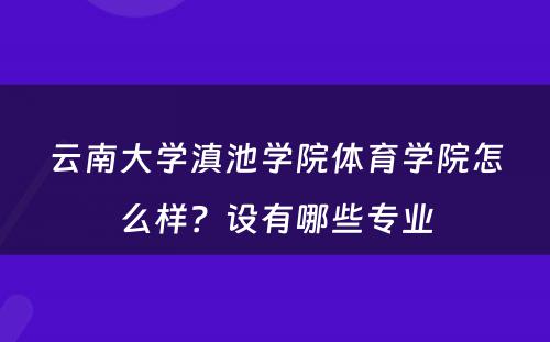 云南大学滇池学院体育学院怎么样？设有哪些专业