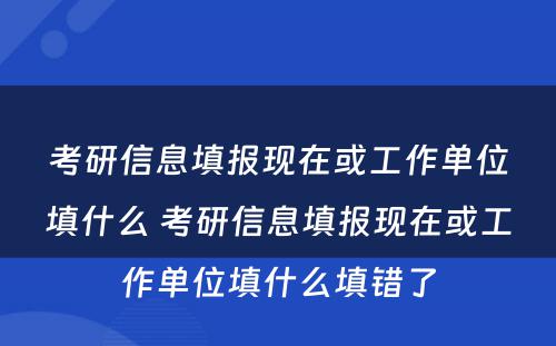 考研信息填报现在或工作单位填什么 考研信息填报现在或工作单位填什么填错了