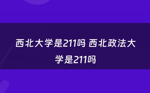 西北大学是211吗 西北政法大学是211吗