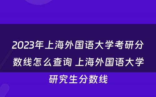 2023年上海外国语大学考研分数线怎么查询 上海外国语大学研究生分数线