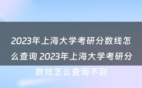 2023年上海大学考研分数线怎么查询 2023年上海大学考研分数线怎么查询不到