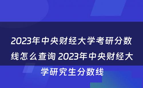 2023年中央财经大学考研分数线怎么查询 2023年中央财经大学研究生分数线