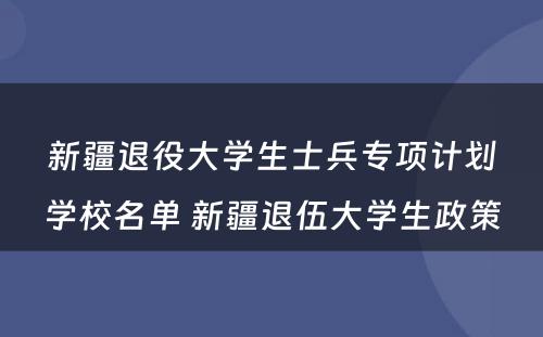 新疆退役大学生士兵专项计划学校名单 新疆退伍大学生政策