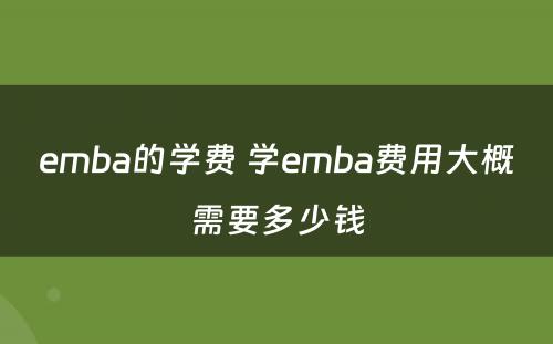 emba的学费 学emba费用大概需要多少钱