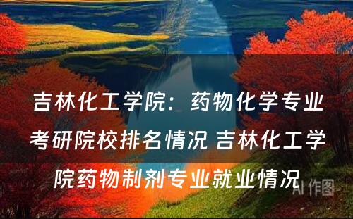 吉林化工学院：药物化学专业考研院校排名情况 吉林化工学院药物制剂专业就业情况