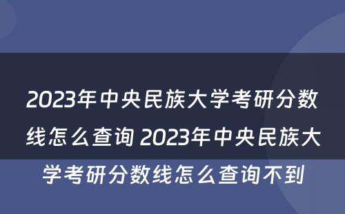 2023年中央民族大学考研分数线怎么查询 2023年中央民族大学考研分数线怎么查询不到