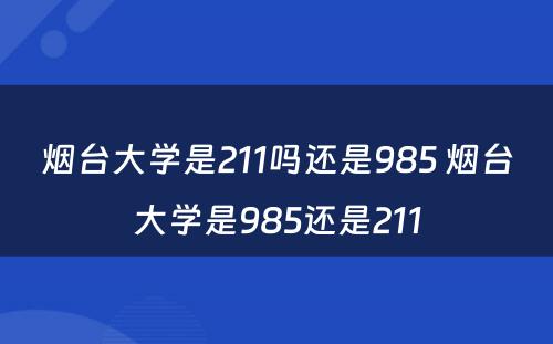 烟台大学是211吗还是985 烟台大学是985还是211