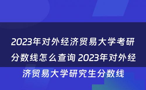 2023年对外经济贸易大学考研分数线怎么查询 2023年对外经济贸易大学研究生分数线