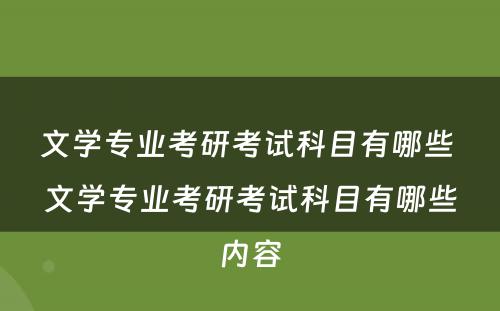 文学专业考研考试科目有哪些 文学专业考研考试科目有哪些内容