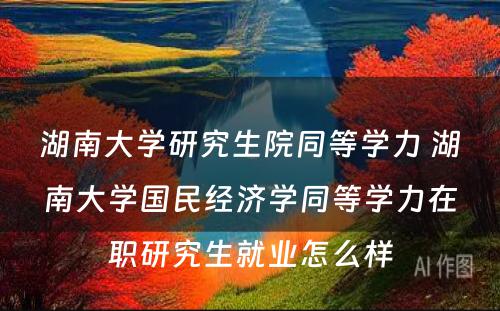 湖南大学研究生院同等学力 湖南大学国民经济学同等学力在职研究生就业怎么样