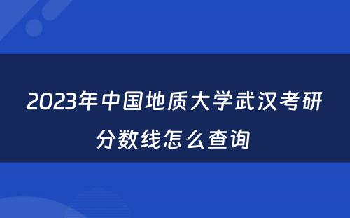 2023年中国地质大学武汉考研分数线怎么查询 