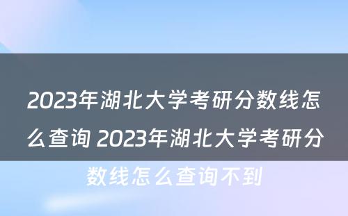 2023年湖北大学考研分数线怎么查询 2023年湖北大学考研分数线怎么查询不到