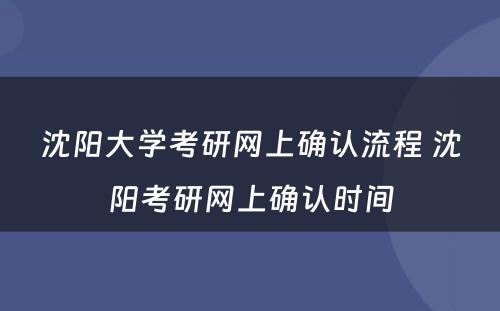 沈阳大学考研网上确认流程 沈阳考研网上确认时间