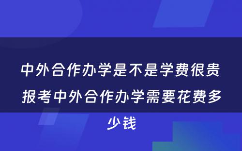 中外合作办学是不是学费很贵 报考中外合作办学需要花费多少钱