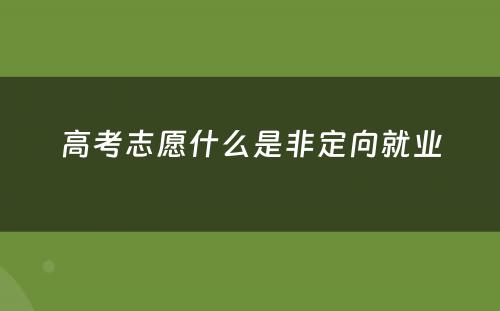 高考志愿什么是非定向就业