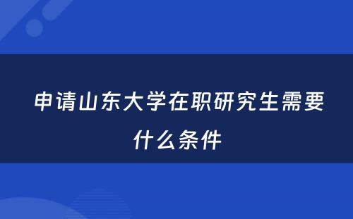 申请山东大学在职研究生需要什么条件