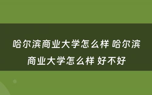 哈尔滨商业大学怎么样 哈尔滨商业大学怎么样 好不好