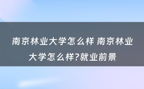 南京林业大学怎么样 南京林业大学怎么样?就业前景