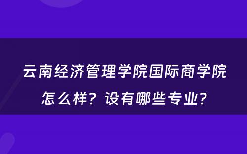 云南经济管理学院国际商学院怎么样？设有哪些专业？