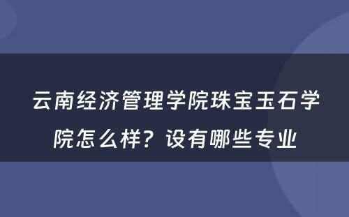 云南经济管理学院珠宝玉石学院怎么样？设有哪些专业