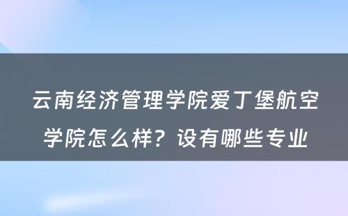 云南经济管理学院爱丁堡航空学院怎么样？设有哪些专业