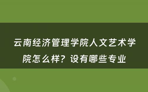 云南经济管理学院人文艺术学院怎么样？设有哪些专业
