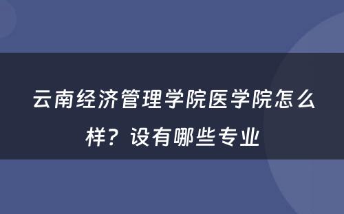 云南经济管理学院医学院怎么样？设有哪些专业