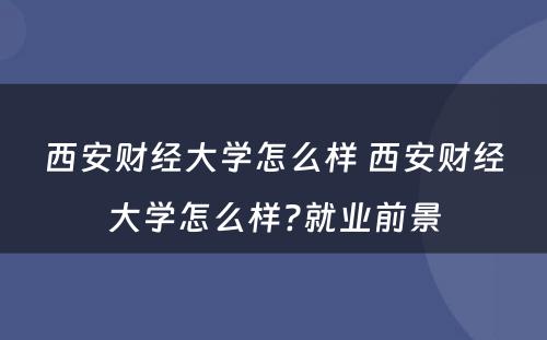 西安财经大学怎么样 西安财经大学怎么样?就业前景