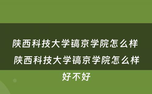 陕西科技大学镐京学院怎么样 陕西科技大学镐京学院怎么样好不好