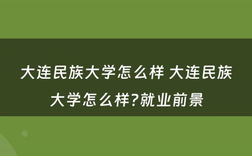 大连民族大学怎么样 大连民族大学怎么样?就业前景