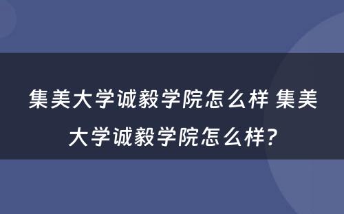 集美大学诚毅学院怎么样 集美大学诚毅学院怎么样?