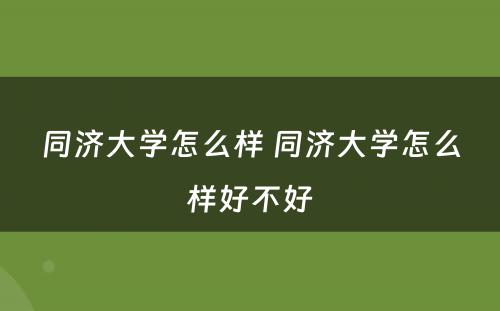 同济大学怎么样 同济大学怎么样好不好