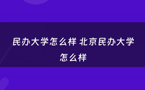 民办大学怎么样 北京民办大学怎么样