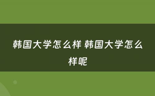 韩国大学怎么样 韩国大学怎么样呢