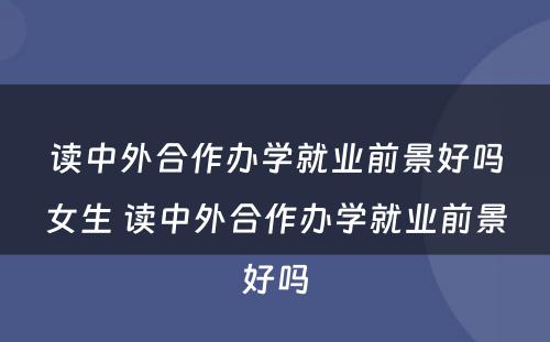 读中外合作办学就业前景好吗女生 读中外合作办学就业前景好吗