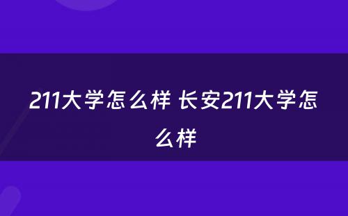 211大学怎么样 长安211大学怎么样