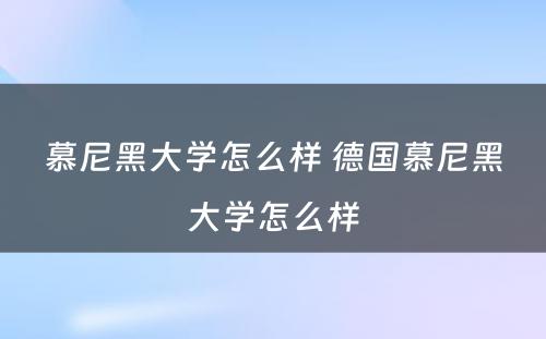 慕尼黑大学怎么样 德国慕尼黑大学怎么样