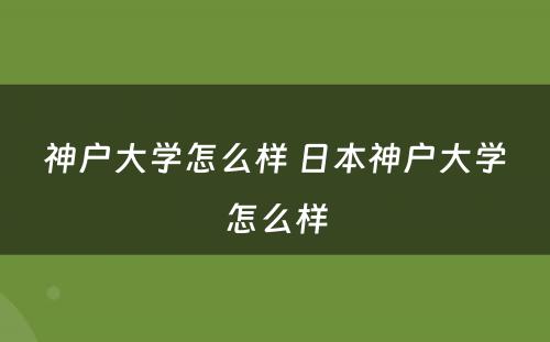 神户大学怎么样 日本神户大学怎么样